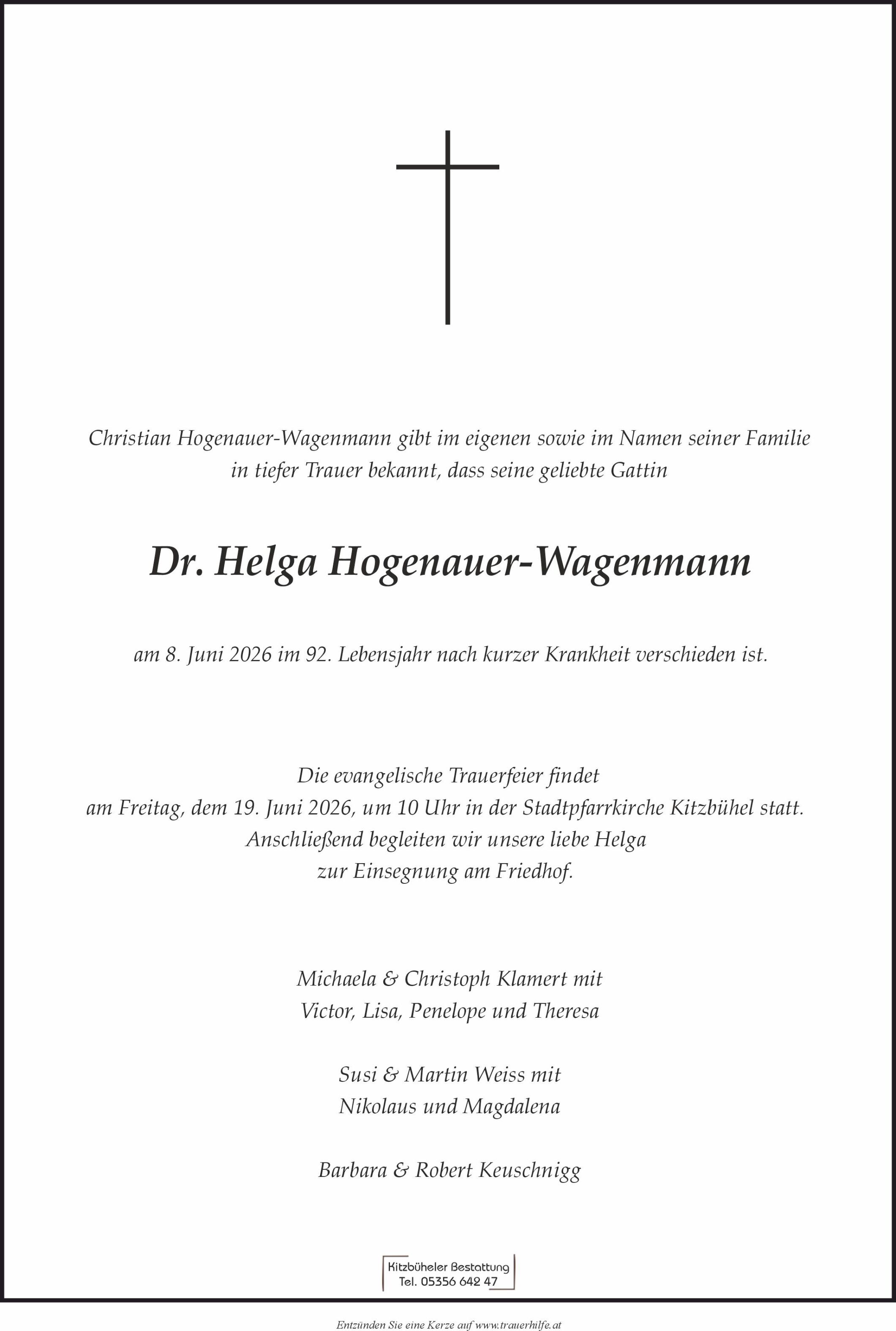 Dr. Helga Hogenauer-Wagenmann